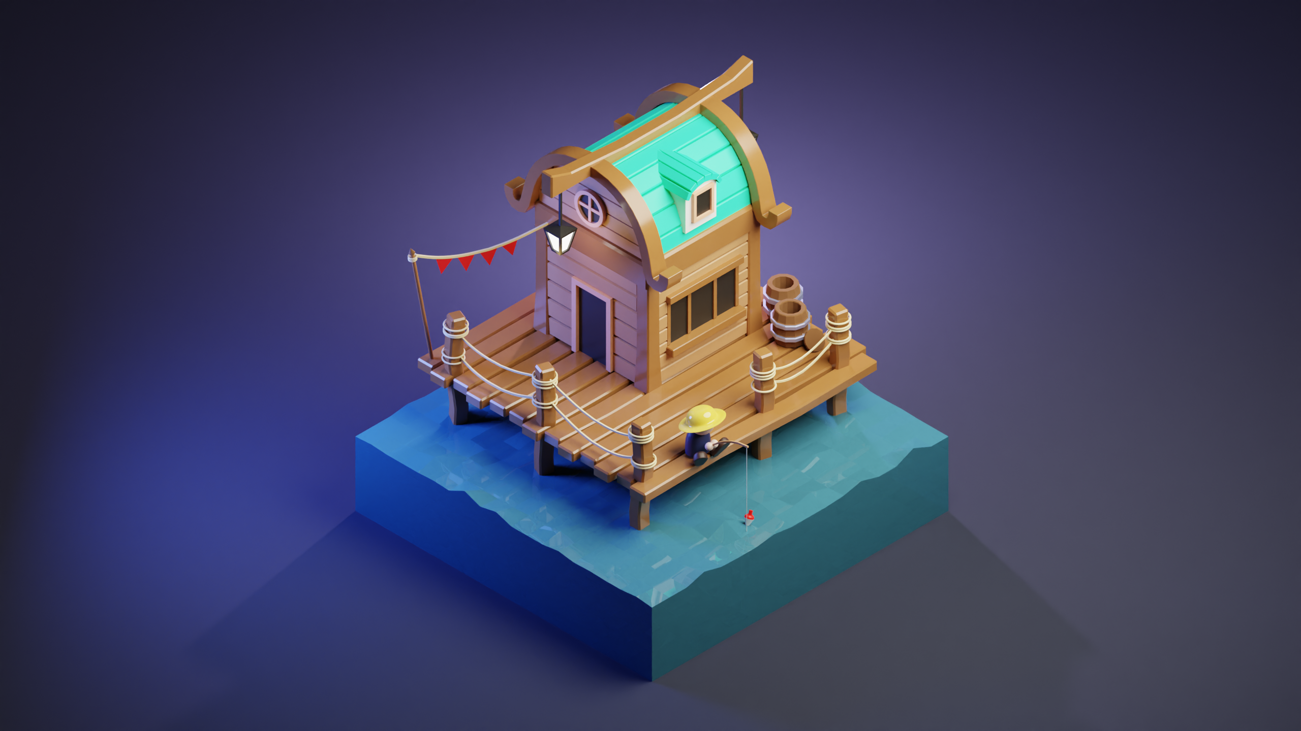 Fisherman's house modeled in Blender Cycles