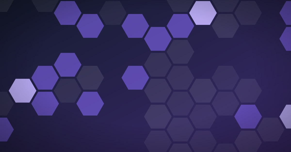 Abstract hexagonal pattern in purple, cover art for the Godot AI policy article